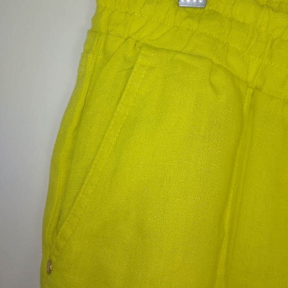 *SOLD* ELLEN TRACEY Women's 100% Linen Pants Lemon Lime Color- Size M - Picture 9 of 12
